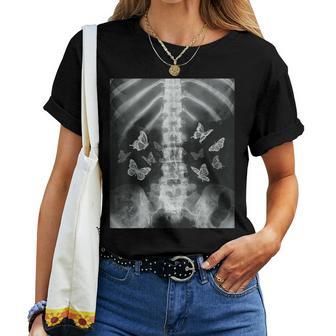 Squelette Xray Butterfly Egirl Y2k Harajuku Dark Grunge Edgy T-shirt femme - Cadeauxyz