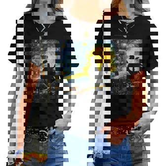 Starry Night Van Gogh Farmer Chicken Rooster Graphic Women T-shirt | Mazezy