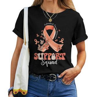 Support Squad Peach Ribbon Butterfly Endometrial Cancer Women T-shirt - Thegiftio UK