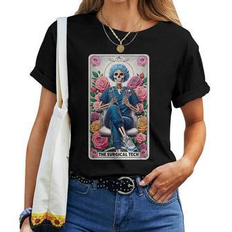 The Surgical Tech Tarot Card Skeleton Rose Flower Or Nurse Women T-shirt - Thegiftio UK