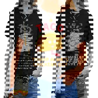 Taco Trump Always Chickens Out アンチトランプニックネーム レディースTシャツ - Kawaiitshirt