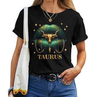 Taurus Queen Girl Zodiac Sign Horoscope Birthday Lips Women T-shirt | Mazezy