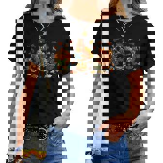 Teacher Fall Thanksgiving Turkey Reading Books Lovers Women T-shirt | Mazezy