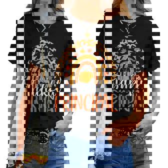 Thankful Principal Rainbow Fall Principal Thanksgiving Women T-shirt - Thegiftio