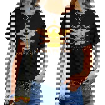 Historia Romana Antigua Lema Latino Romaictrix -Pqr Roma Camiseta de mujer - Regaloses