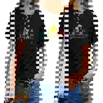 Trees Wildlife Nature Heartbeat Forest Rainbow Animals Women T-shirt | Mazezy