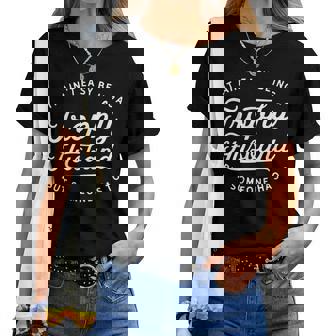 Trophy Husband Vintage Sarcastic Humor Fathers Day Women T-shirt - Thegiftio