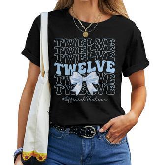 Twelve Official Pren Blue Bow 12Th Birthday Girl Women T-shirt - Thegiftio UK