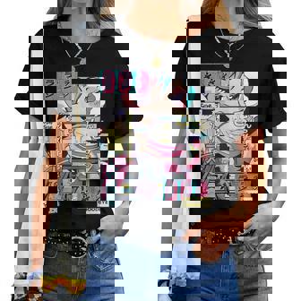 Vaporwave レトロ 90年代 日本アニメ 女の子とラーメン 美学 レディースTシャツ - Kawaiitshirt