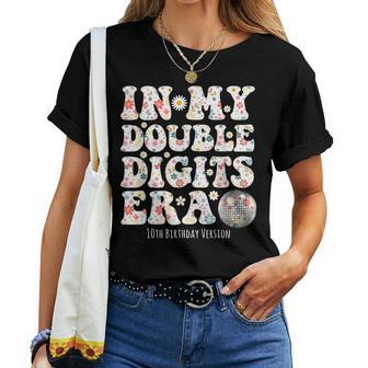 Versión De Décimo Cumpleaños De In My Double Digits Era Groovy Retro Camiseta de mujer - Regaloses