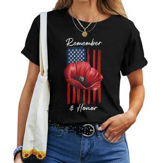 Veterans Day Usa Memorial Day Red Poppy Flower Military Women T-shirt | Mazezy