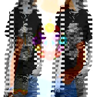 Vibrant Butterfly Wings Botanical Flower Circle Summer Women T-shirt - Thegiftio