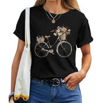 Vintage Floral Bicycle Women T-shirt - Thegiftio
