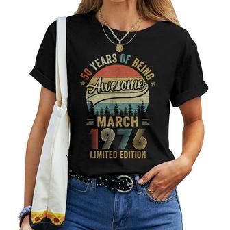 Vintage March 1976 Old 50Th Birthday Women Women T-shirt - Thegiftio UK