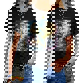 Vintage Pug Youth Life Dad Mom Retro Dog Howling Moon Women T-shirt - Thegiftio