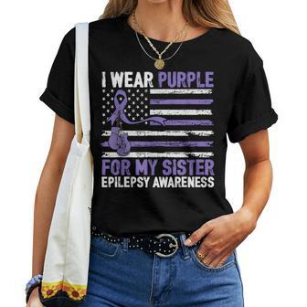 I Wear Purple For My Sister Epilepsy Awareness Warrior Women T-shirt - Thegiftio