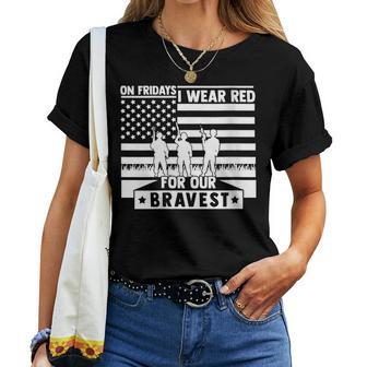 I Wear Red On Fridays Remember Everyone Deployed Military Women T-shirt | Mazezy