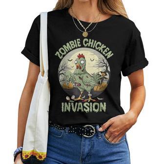 Zombie Chicken Invasion Halloween Women T-shirt - Thegiftio UK