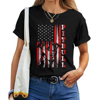 アメリカン ピットブル・テリア国旗 面白い犬 お父さん お母さん ギフト レディースTシャツ - Kawaiitshirt