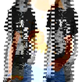 キッズ 2歳の誕生日 ライオン 2歳 男の子 女の子 レディースTシャツ - Kawaiitshirt