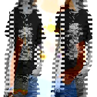 シュナウザー ママ 犬好き 母の日 レトロ 花 レディースTシャツ - Kawaiitshirt