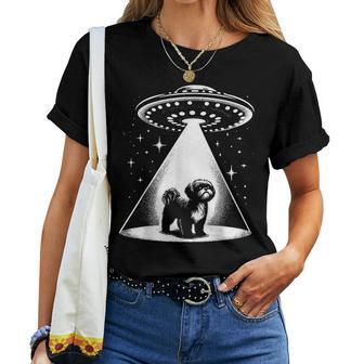 シーズー Mom Dad Dog Alien Ufo レディースTシャツ - Kawaiitshirt