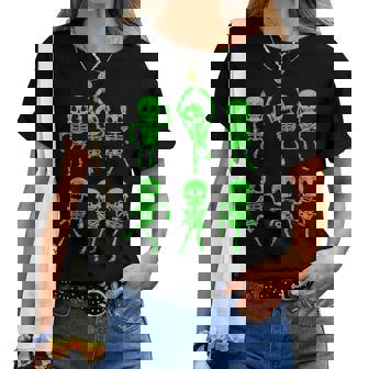 ハロウィン ダンシングスケルトン グリーン 不気味な男の子 女の子 キッズ レディースTシャツ - Kawaiitshirt