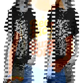 ミツバチ 養蜂家 ミツバチの巣立ち Bee Nice Or Buzz Off レディースTシャツ - Kawaiitshirt