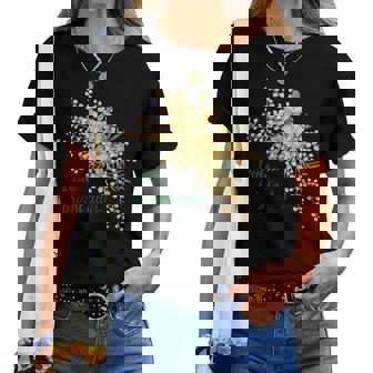 ミモザ 花柄 Little Bright Days ナチュラル 春カラー フラワーデザイン 長袖tシャツ レディースTシャツ - Kawaiitshirt