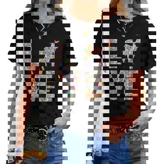 ヤギの動物愛の花 レディースTシャツ - Kawaiitshirt