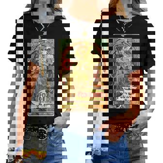 ヴィンテージ ジャマイカ ラム広告ポスター 女の子 アルフォンスミュシャ 長袖tシャツ レディースTシャツ - Kawaiitshirt