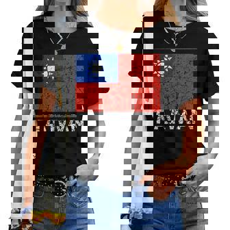 台湾国旗 アンティーク調 男性 女性 キッズ アジア 台湾 レディースTシャツ - Kawaiitshirt