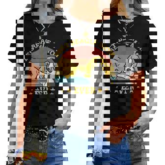 史上最高のビーグルママ ヴィンテージレトロデザイン 子犬犬のお母さん ビーグル犬のオーナーギフトのアイデア Mom レディースTシャツ - Kawaiitshirt