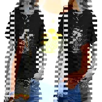 星と水晶の先端の夏の花とタンポポ レディースTシャツ - Kawaiitshirt