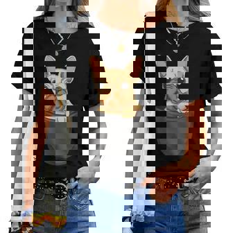 男性用、女性、子供用の胸ポケットに入った面白い子犬。 レディースTシャツ - Kawaiitshirt