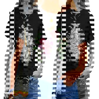 花の解剖学 人間の心とバラ、ボタニカルハート レディースTシャツ - Kawaiitshirt