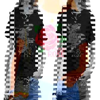 赤いバラとi'm A Wild Roseの花のデザイン レディースTシャツ - Kawaiitshirt