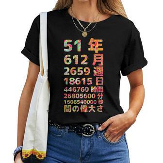 面白い51歳の誕生日の古いメーター 面白い51歳のギフト 女性 男性 面白い電卓 51歳の誕生日のギフト レディースTシャツ - Kawaiitshirt