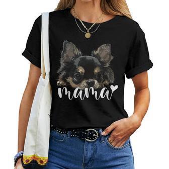 黒 チワワ ママ ロングヘア チワワ ママ チワワ 女の子 長袖tシャツ レディースTシャツ - Kawaiitshirt