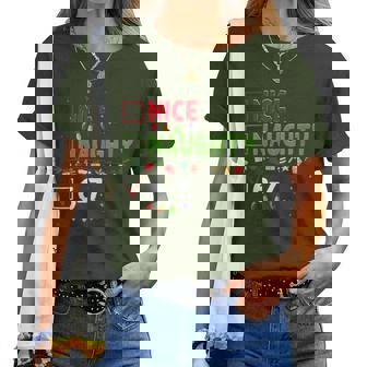 6-7 Meme Nice Naughty Six Seven 67 Christmas Pajama Women T-shirt | Mazezy