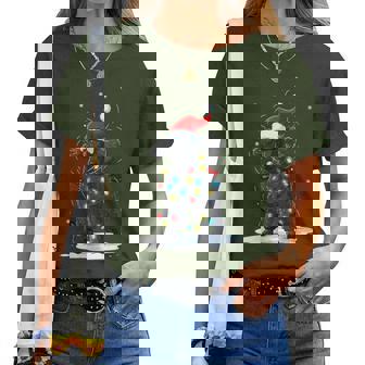 Black Poodle Christmas Lights Holiday For Women Women T-shirt | Mazezy