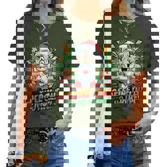 Caffeine Claus Ho Hype Santa Christmas More Energy Women T-shirt | Mazezy