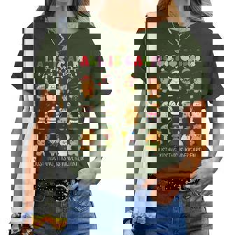 All Is Calm Kindergarten Teacher Christmas Teach Merry Xmas Women T-shirt | Mazezy