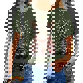 Cute Corgi In Glasses Christmas Lights Coffee Winter Dog Women T-shirt | Mazezy