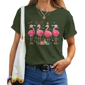 Flamingo Weihnachtsmann Rentier Weihnachten Christmas T-shirt Frauen - Geschenkecke