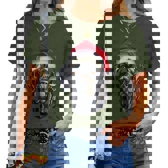 Santa Hat Xmas Pajama Labrador Retriever Dog Christmas Women T-shirt | Mazezy