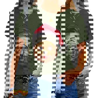 Santa Hat Xmas Pajamas Cairn Terrier Dog Christmas Women T-shirt | Mazezy