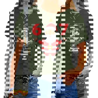 Six Seven Meme 6 7 Christmas Santa Costume Women T-shirt | Mazezy