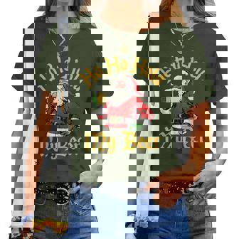 Ho Ho Hold My Beer Santa For Adults Christmas Women T-shirt | Mazezy