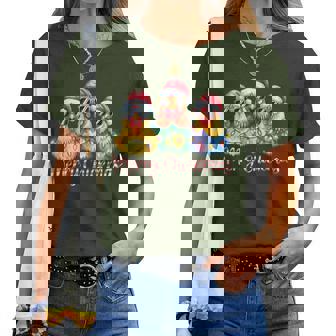 Merry Chickmas Ornament Lights Chicken Farmer Xmas Squad Women T-shirt | Mazezy